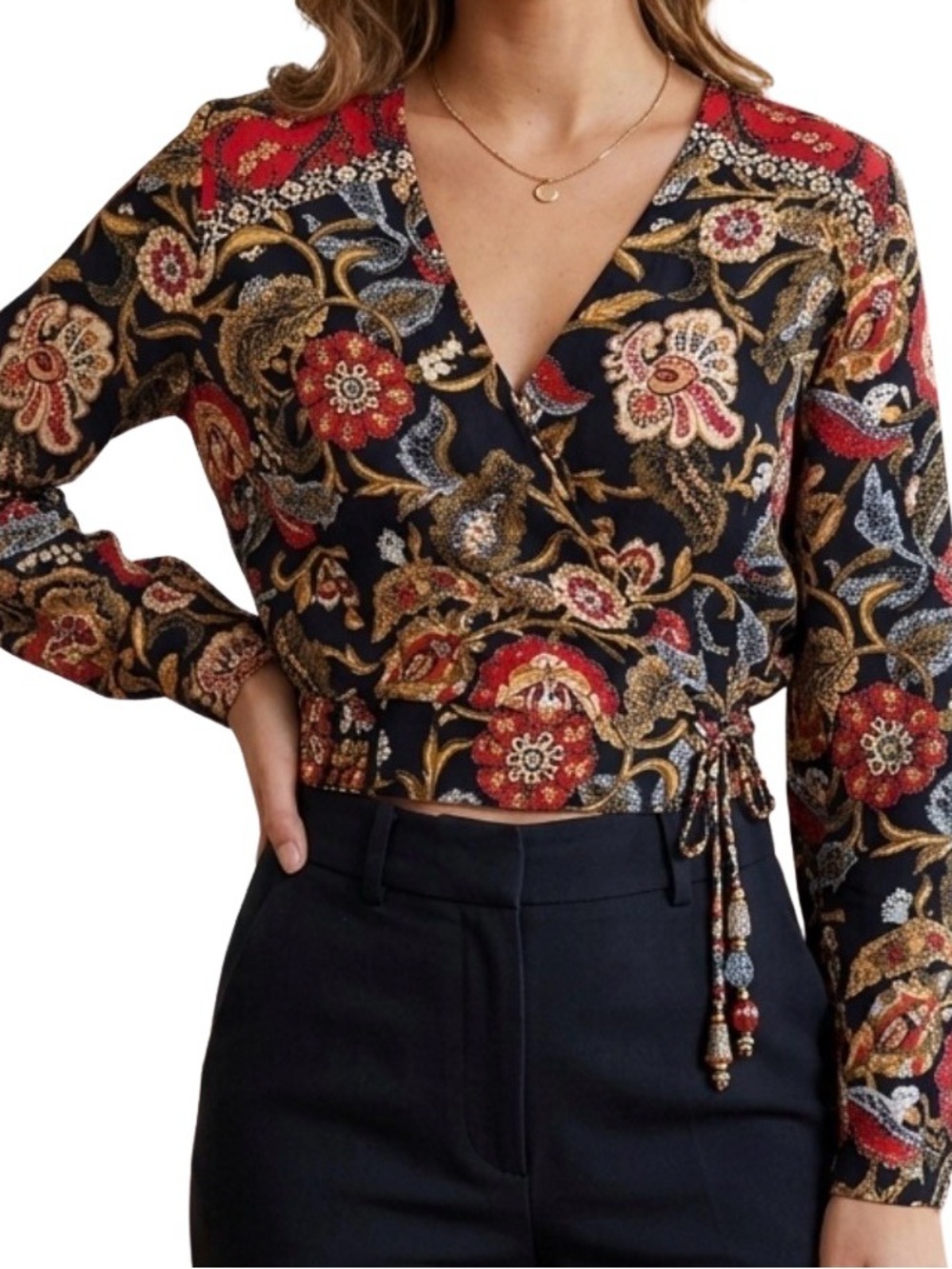 Carole Little Petite Floral Print Crop Top Size 4